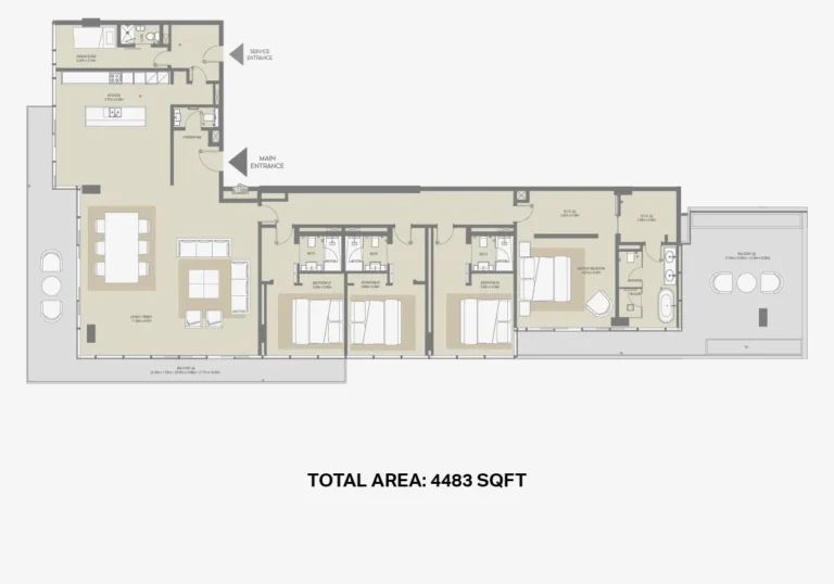 City Walk Residences Buildings 20, 21A, 21B, 22 floor plan 4-спальн. · 4483 кв. фут