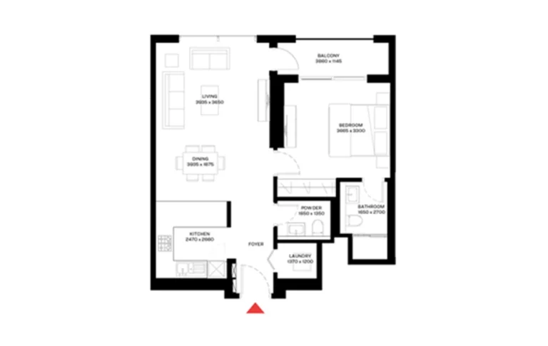 Creek Vistas Grande floor plan 1-спальн.