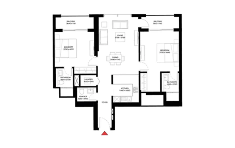 Creek Vistas Grande floor plan 2-спальн.