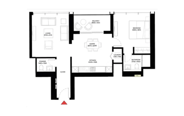 Creek Vistas Grande floor plan 1-спальн.