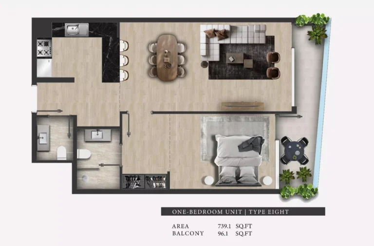 311 Boulevard floor plan 1 BR · 739 sqft