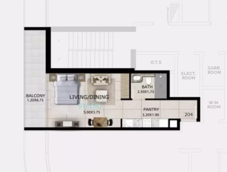 Mayfair Gardens floor plan Студия · 513 sqft