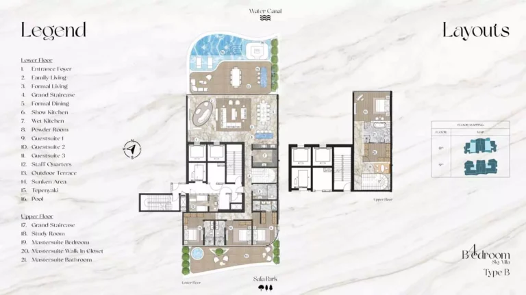 Casa Canal floor plan 4-спальн. · 6800 sqft