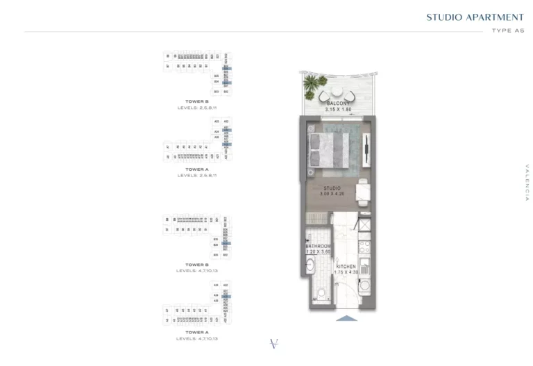 Valencia at Damac Lagoons floor plan Студия