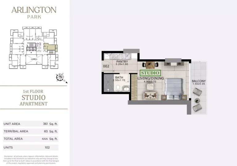 Arlington Park floor plan Студия · 444 sqft