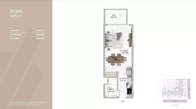 Al Serh Residences 11 floor plan Studio · 436 sqft