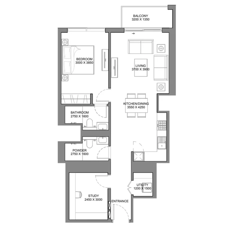 310 Riverside Crescent floor plan 1-спальн. · 902 sqft