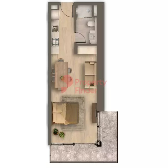Ahad Residences floor plan Студия · 455 sqft