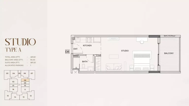 Myra Residences floor plan Studio · 481 sqft