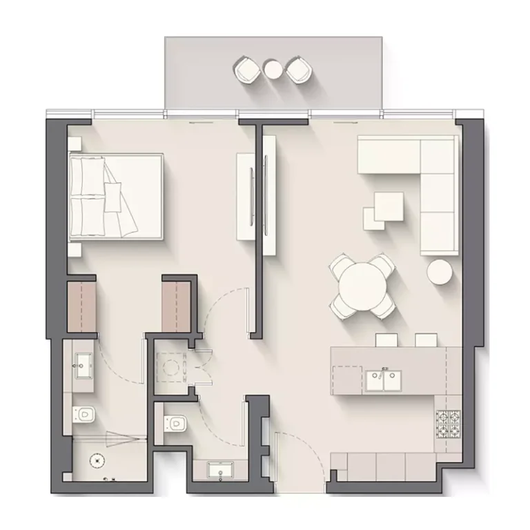 Riverton House floor plan 1 BR · 767 sqft