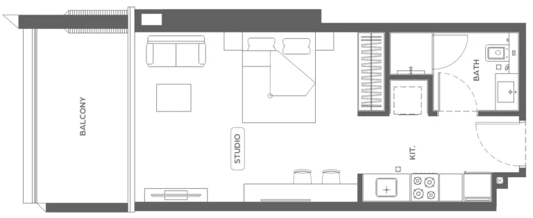 Binghatti Ivory floor plan Studio · 455 sqft