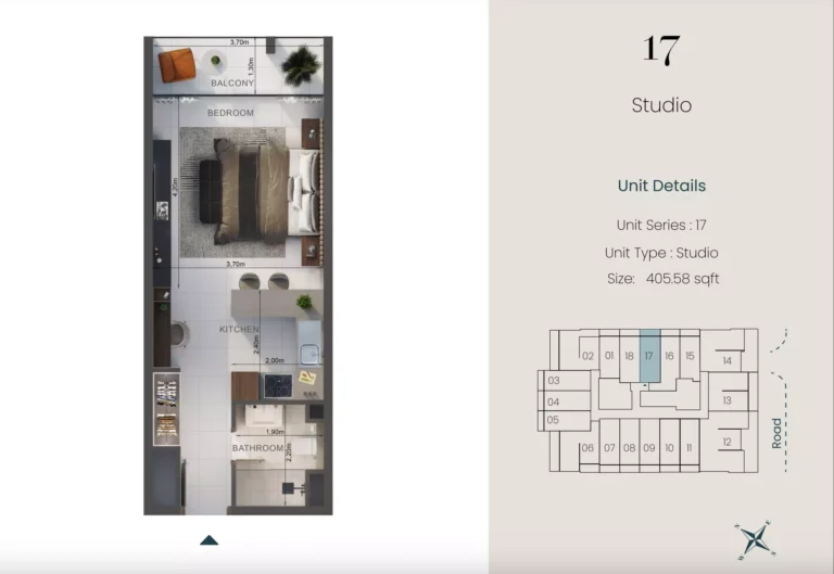 Oasis Lofts floor plan Студия · 405 sqft