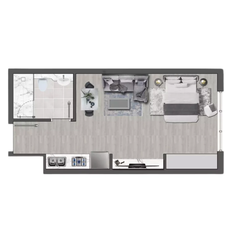 Brand Centro floor plan Студия · 383 sqft