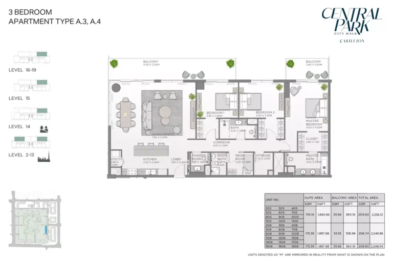Castleton at Central Park floor plan 3 BR · 2248 sqft