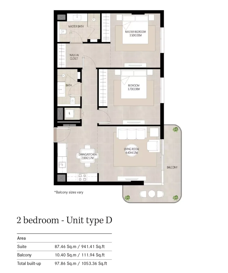 Berkshire Park floor plan 2 BR · 1053 sqft