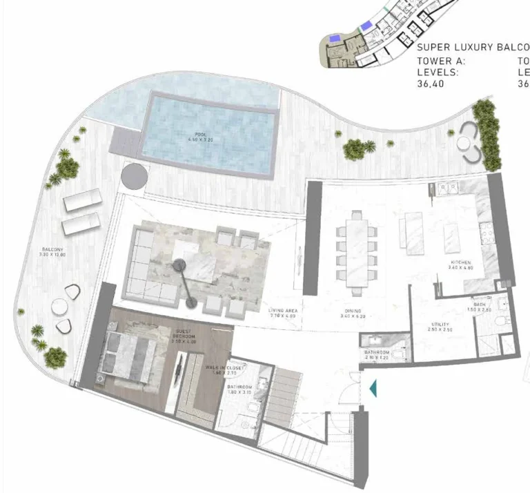 Damac Bay 2 by Cavalli floor plan 1 BR