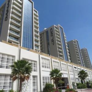 Viridis towers facade, Viridis A, Damac Hills 2, Dubai