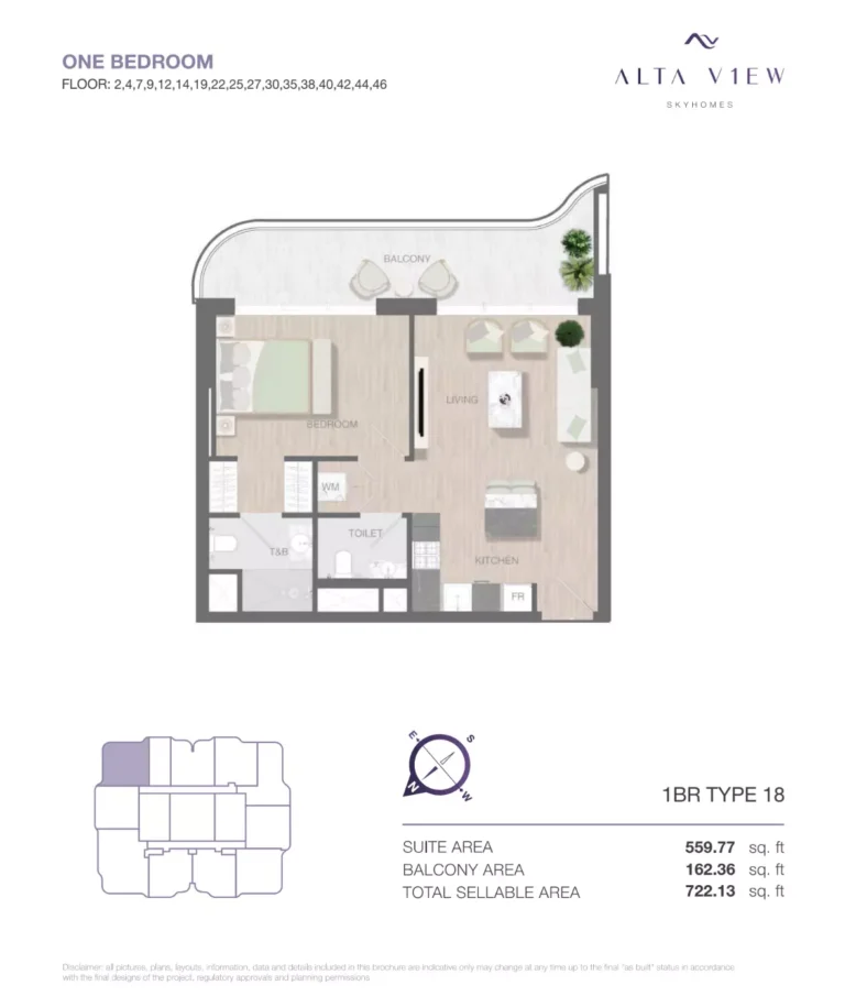 Alta View Skyhomes floor plan 1-спальн. · 722 sqft