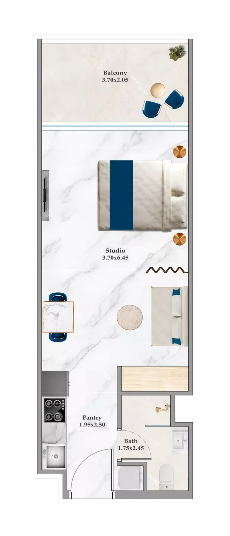 Timez by Danube floor plan Студия · 426 sqft