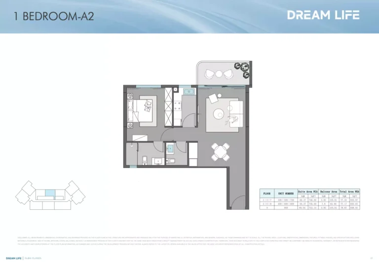 Dreamlife Residences floor plan 1 BR · 830 sqft