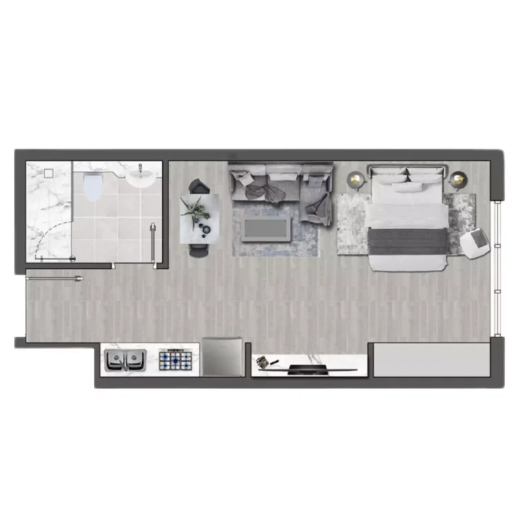 Brand Centro floor plan Студия · 383 sqft