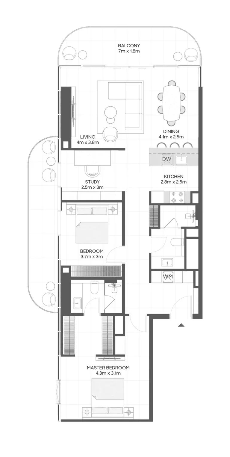 LIV Maritime floor plan 2 BR · 1456 sqft