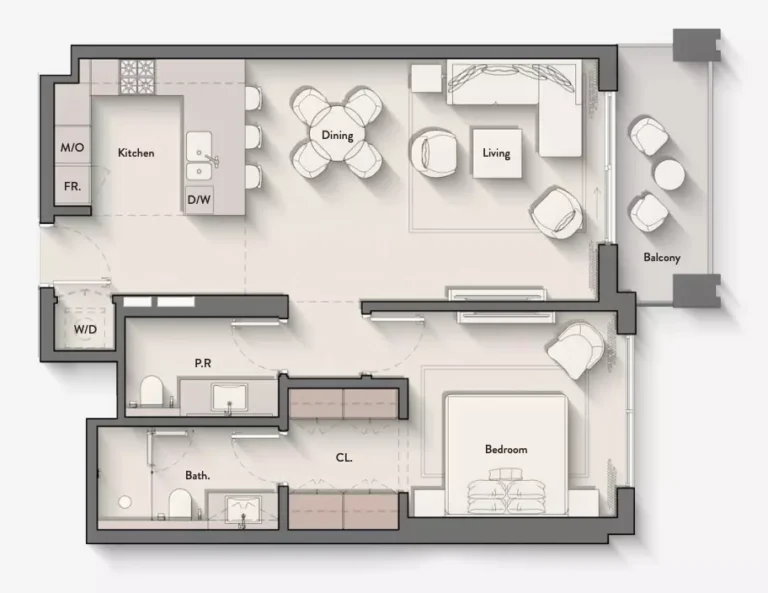 Hillmont Residences floor plan 1 BR · 829 sqft