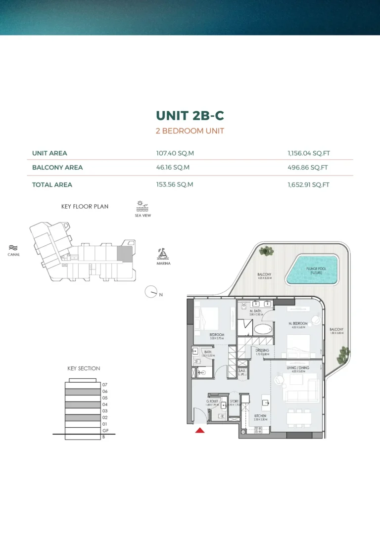 DO Hotels & Residences floor plan 2-спальн. · 1653 sqft