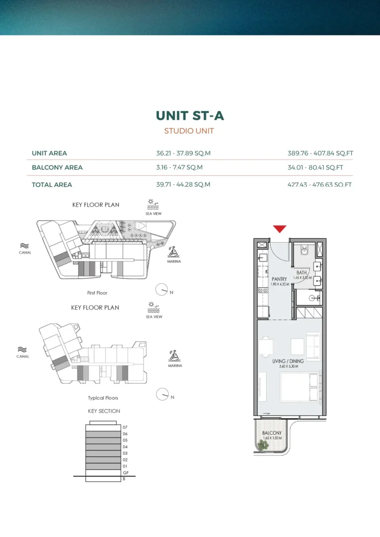 DO Hotels & Residences floor plan Студия · 390 sqft
