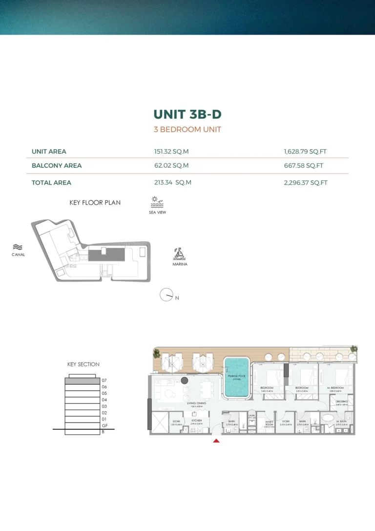 DO Hotels & Residences floor plan 3-спальн. · 1629 sqft
