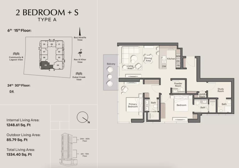 Belmore Residences floor plan 2 BR · 1334 sqft