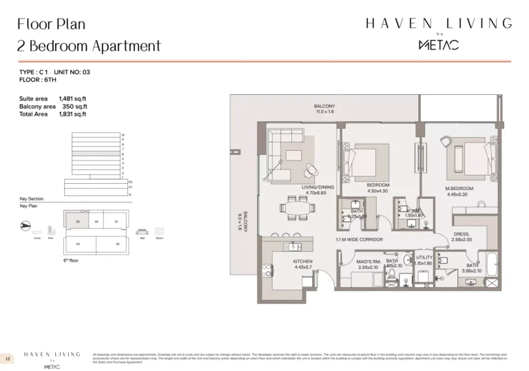 Haven Living floor plan 2 BR · 1831 sqft