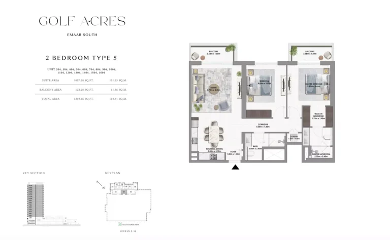 Golf Acres floor plan 2-спальн. · 1219 sqft