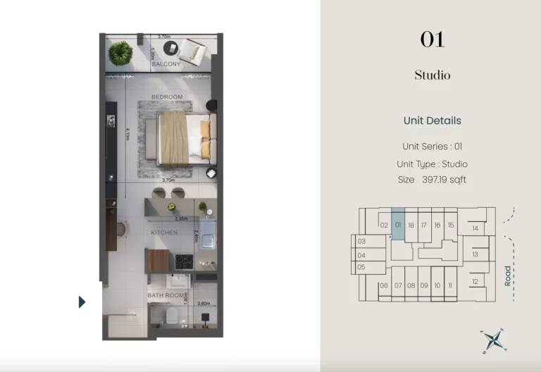 Oasis Lofts floor plan Студия · 397 sqft