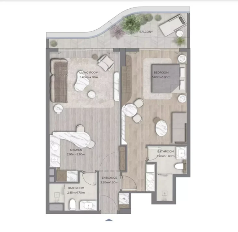 Tomorrow 166 floor plan 1-спальн. · 861 кв. фут