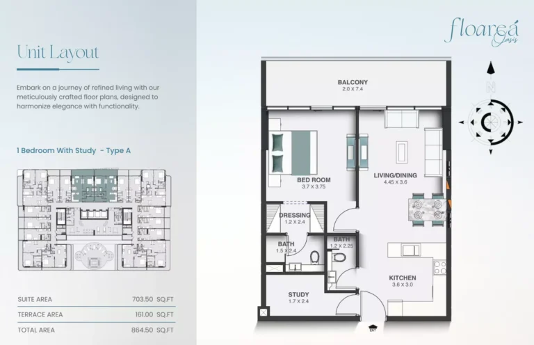 Floarea Oasis floor plan 1 BR · 864 sqft