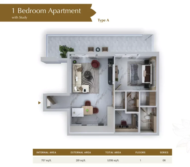 Blossom 76 by Tranquil floor plan 1 BR · 1038 sqft