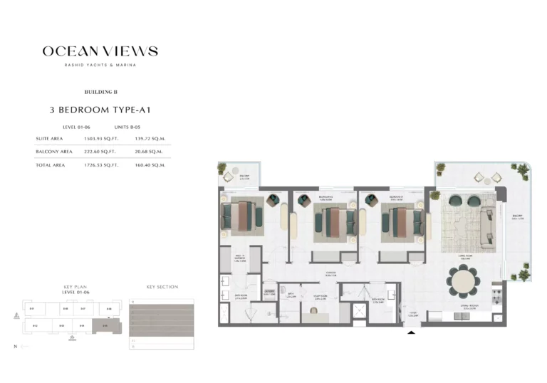 Ocean Views floor plan 3 BR · 1726 sqft