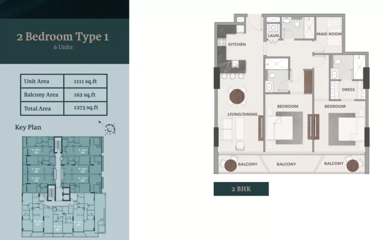 Starlight Park floor plan 2-спальн. · 1273 sqft
