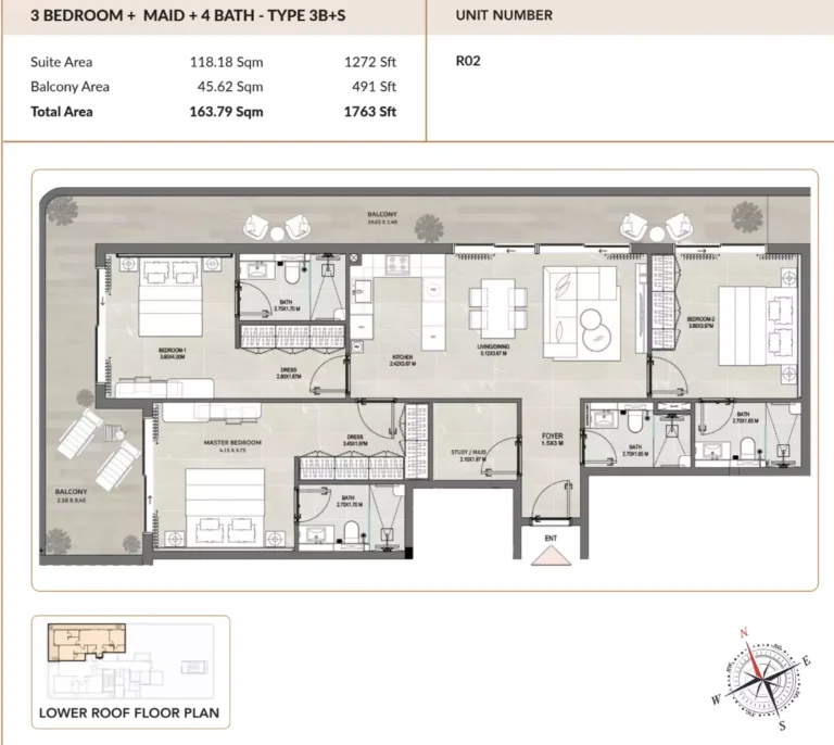 ENSO Amber floor plan 3-спальн. · 1763 sqft