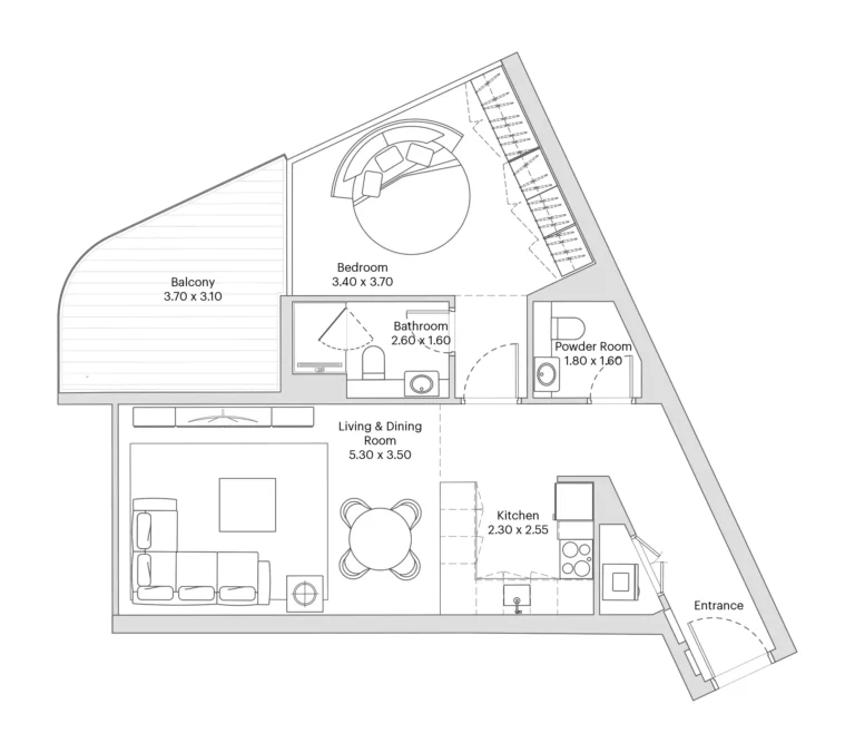 Eleve by Deyaar floor plan 1 BR · 810 sqft