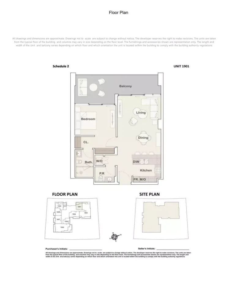 The Crestmark floor plan 1-спальн. · 988 sqft