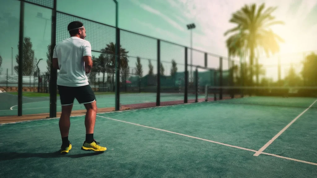 Tennis court with player at Ellington Upper House West Jumeirah Lakes Towers Dubai