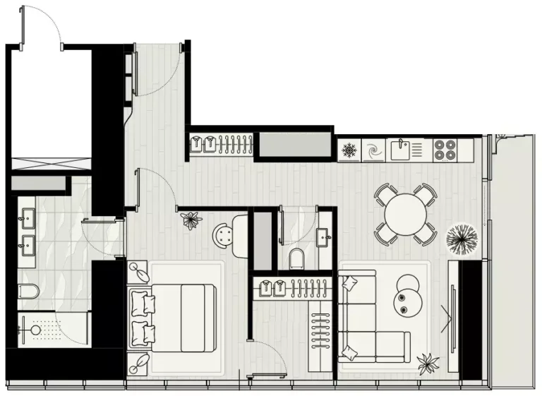 LIV Maritime floor plan 1 BR · 871 sqft