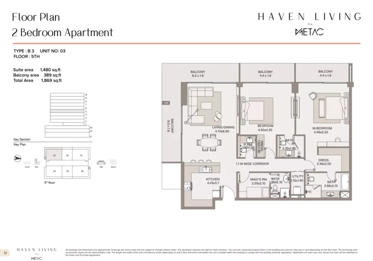 Haven Living floor plan 2 BR · 1869 sqft