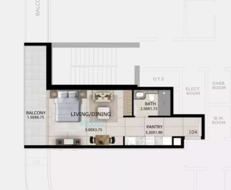 Mayfair Gardens floor plan Студия · 513 sqft