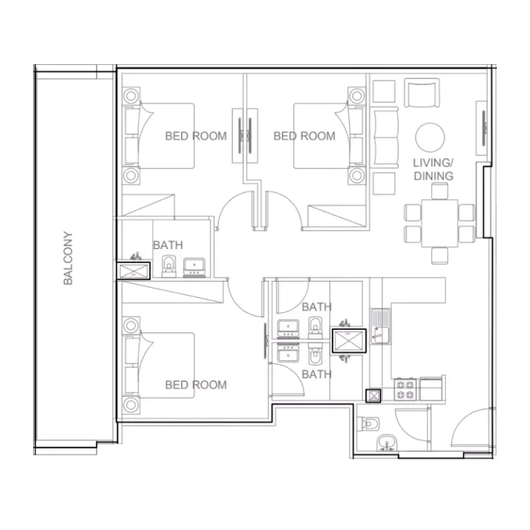AG Ark Tower floor plan 3-спальн. · 1356 sqft