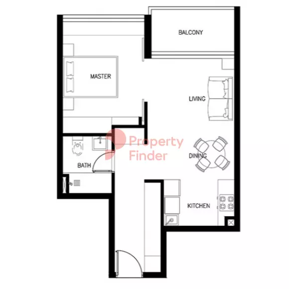 Kyoto By ORO24 floor plan 1 BR · 559 sqft