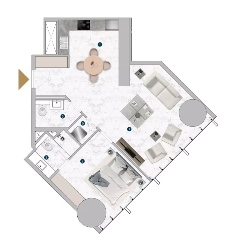 Franck Muller Vanguard by London Gate floor plan 1-спальн. · 758 sqft