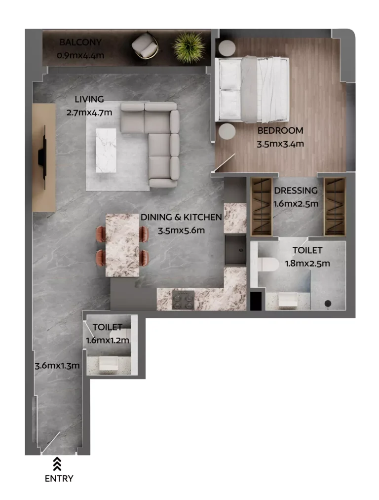 Jardin Astral floor plan 1-спальн. · 773 sqft